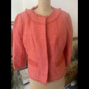 Trina Turk Tweed Coral Cotton Blazer size 6
